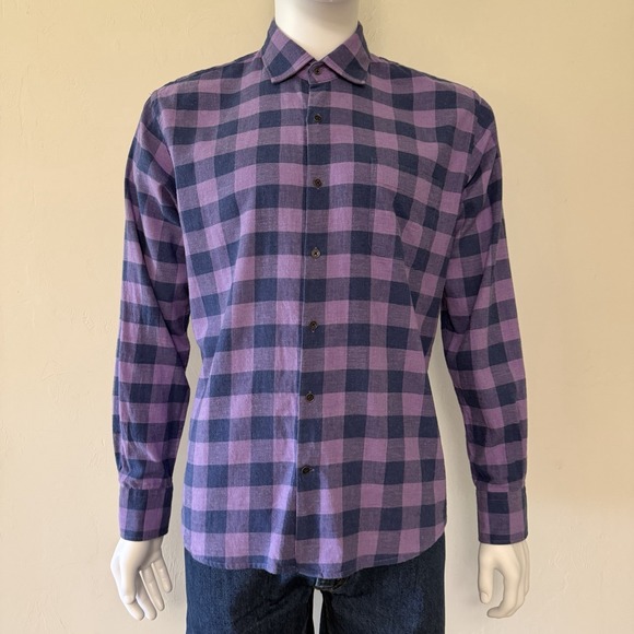 Peter Millar Other - Peter Millar Purple‎ Navy Plaid Cotton Flannel Button-Up Men Shirt size M